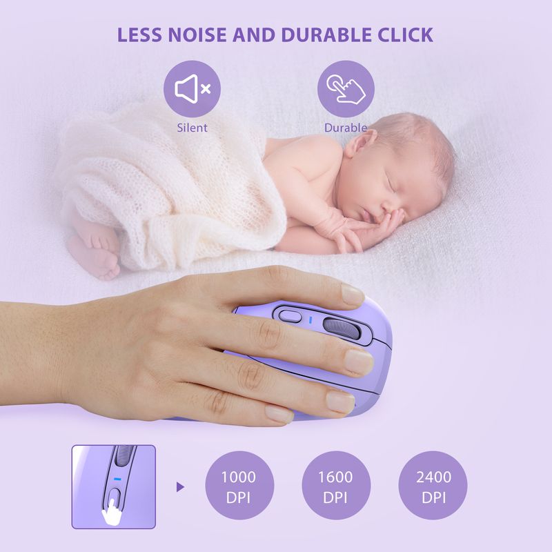 Seenda Ergonomic Vertical Mouse Jiggler Bluetooth 2.4g Wireless Mice For Computer Laptop Notebook PC Purple_voghion.com