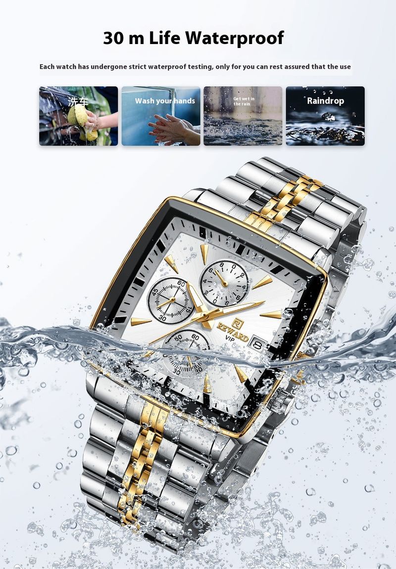 New fashion men's high-end intelligent multi-function chronograph business waterproof luminous calendar solid steel strap watch_voghion.com