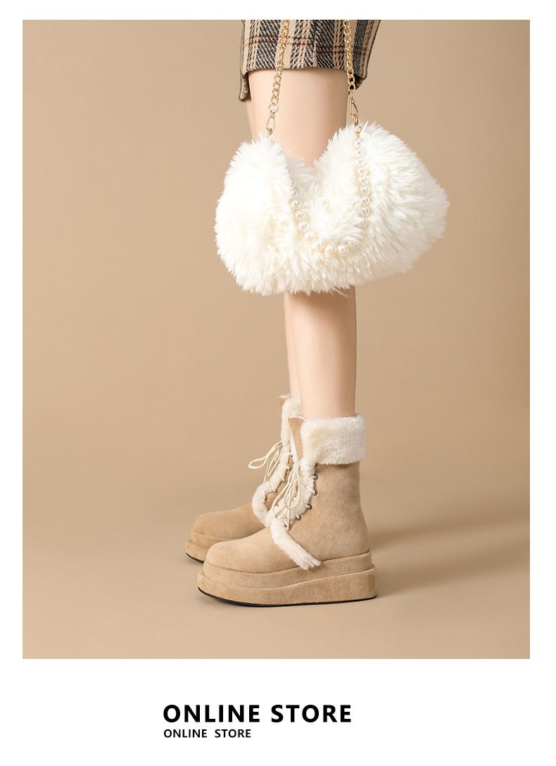 New mid-calf boots with cashmere padded warm shoes retro booster boots_voghion.com