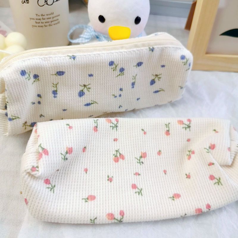 Ins – petite trousse à crayons florale Simple faite maison, Mini sac de rangement de papeterie en forme de cœur de fille fraîche_voghion.com