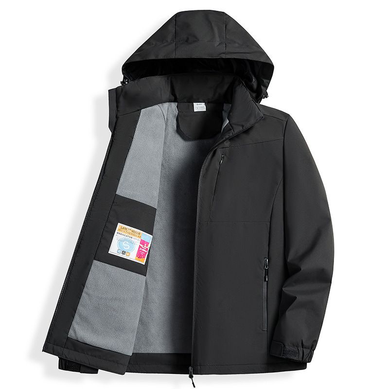 Giacca calda e spessa foderata in pile per uomo e donna, antivento, impermeabile, con cappuccio per escursioni autunnali e invernali_voghion.com