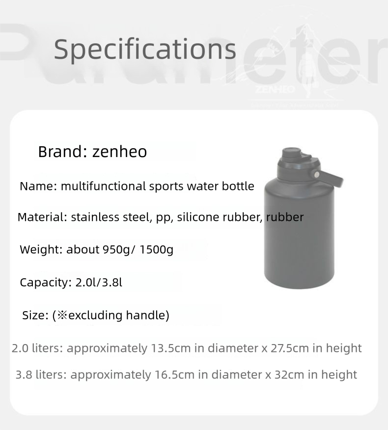 Botella deportiva de gran capacidad para exteriores, con aislamiento, para agua fría, para picnic, camping, con funda táctica, cubo para bloques de hielo, color negro_voghion.com
