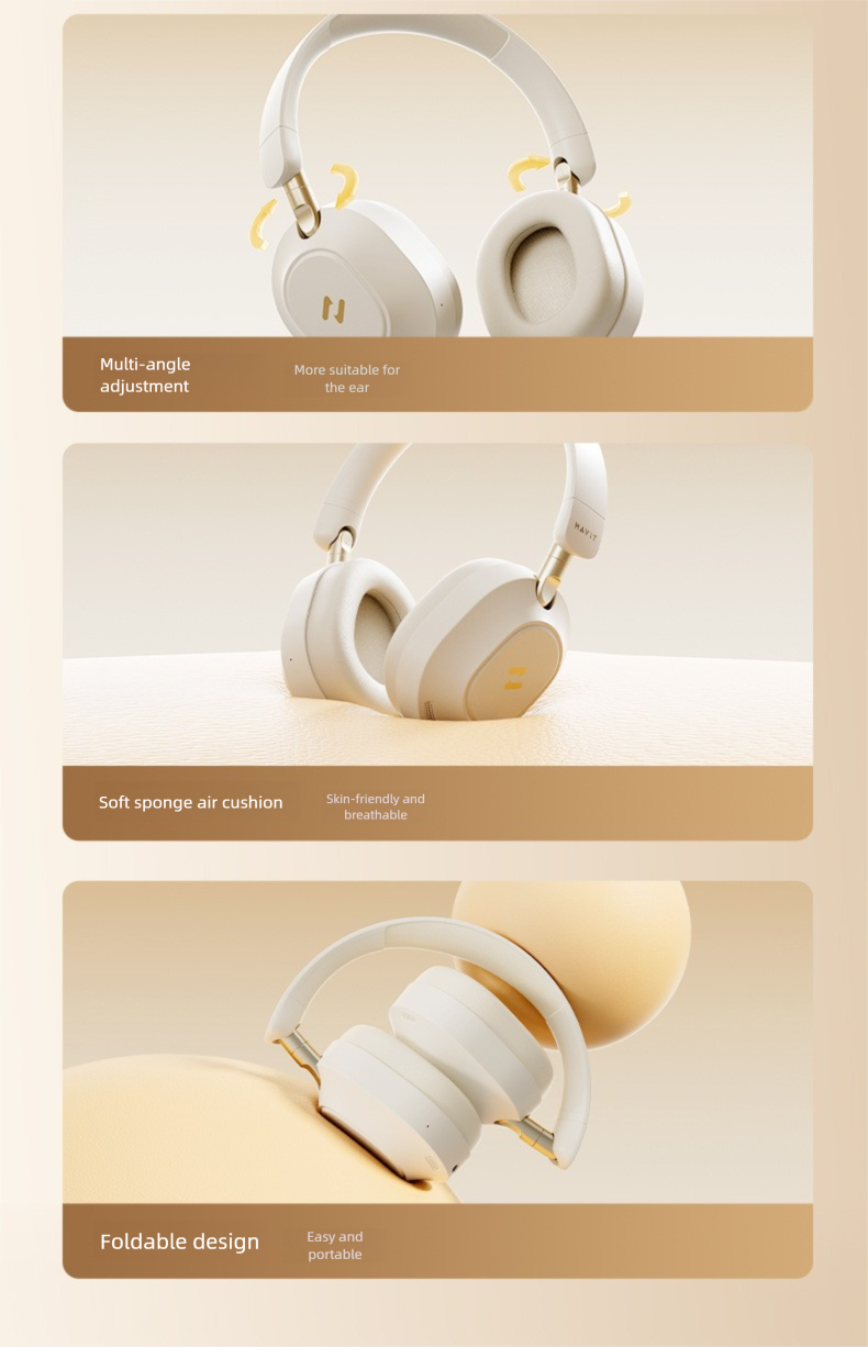 Cuffie auricolari Hewitt H668BT Bluetooth pieghevoli, rotanti, telescopiche, ANC, con cancellazione attiva del rumore_voghion.com