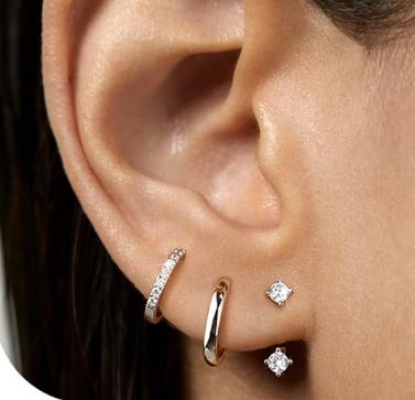 Real Gold Brass Electroplating, Hot Selling Across, Cute Luxury Earrings With Zircon Stars And Butterflies, Three Piece Set_voghion.com