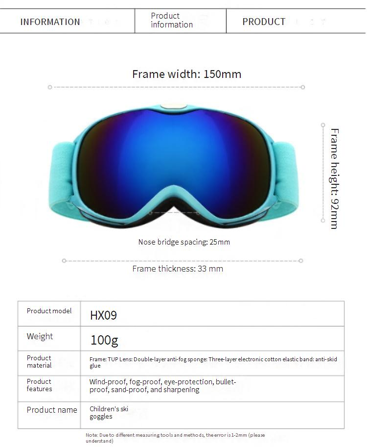 Unisex Children's ski goggles Large spherical glasses Cocker goggles/double anti-fog_voghion.com