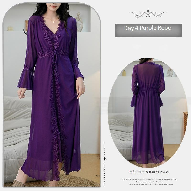 Women's Sleepwears Satin Suspender Hollow Sexy Pure Desire Style With Chest Pads Two Piece Set Home Clothes_voghion.com