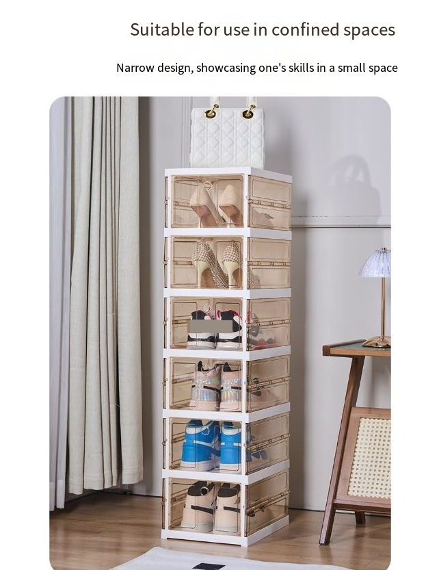 Klappbares Schuhregal, einteiliger Schuhschrank, große Kapazität, staubdicht, zum Herausziehen und Verwenden, einfacher Schuhkarton, Schuhregal für den Eingangskorridor_voghion.com