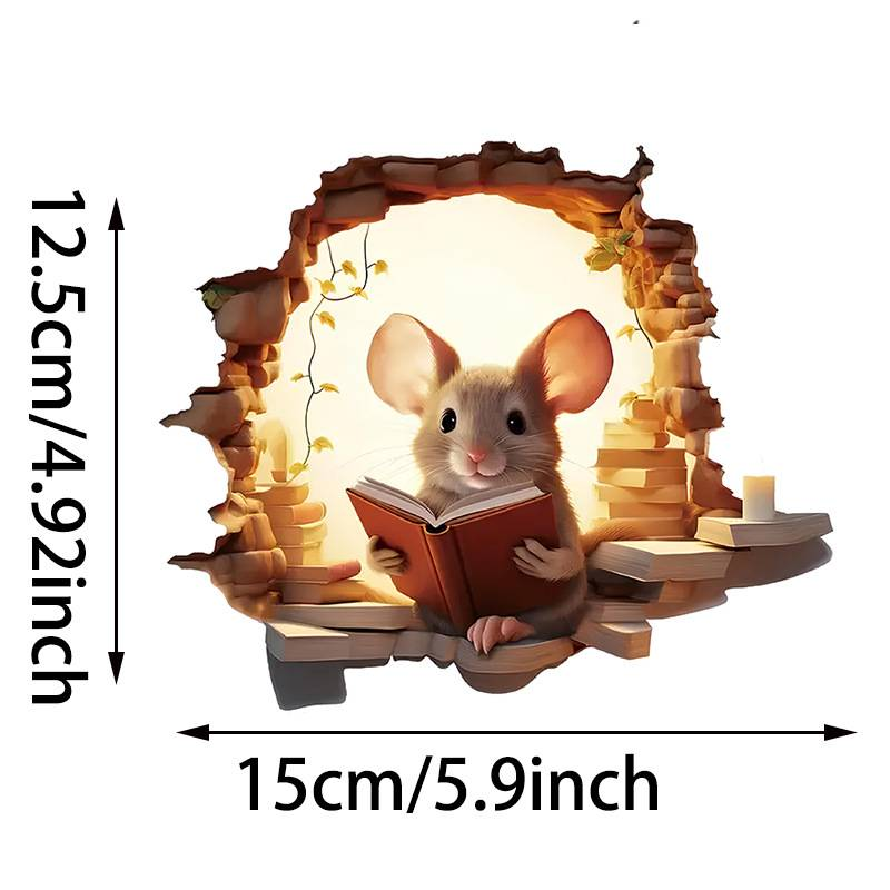 Adesivo da parete con tana di topo a forma di cartone animato - Decalcomania autoadesiva in PVC per camera da letto, arredamento per cameretta dei bambini, battiscopa e decorazione murale_voghion.com