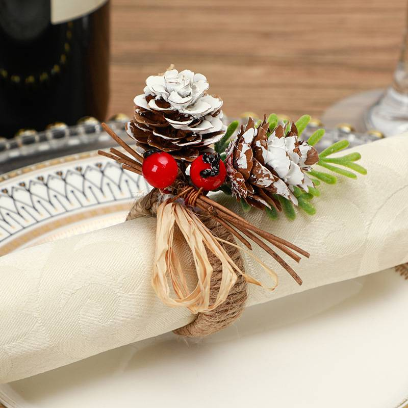 Bottoni per tovaglioli, decorazioni natalizie, ristoranti occidentali, hotel, apparecchiare la tavola, anelli per tovaglioli, banchetti, anelli per tovaglioli natalizi_voghion.com