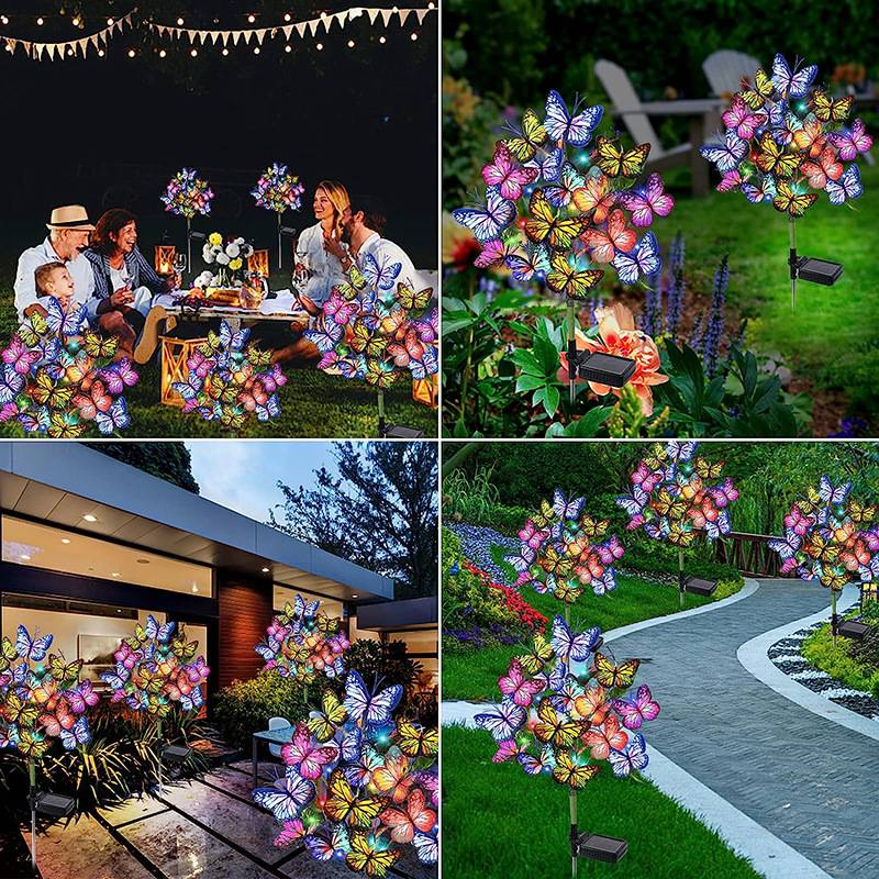 New Hot Selling Solar 4 Head 5 Head Butterfly Lantern Outdoor Lawn Garden Decoration Atmosphere Lamp_voghion.com