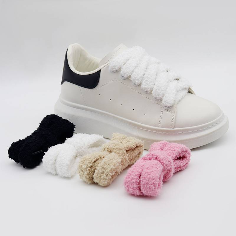 Lacci per scarpe da 1,5 cm, lacci per scarpe in peluche, carini, stile Ins, allacciati, piatti, in peluche, per scarpe casual in tela, accessori_voghion.com