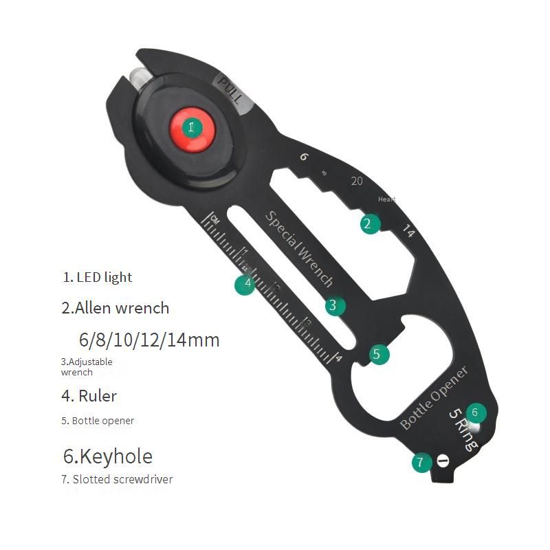 Stainless Steel Multi-Tool Card With LED Light – Compact Survival Tool For Camping, Hiking, And Emergency Preparedness_voghion.com