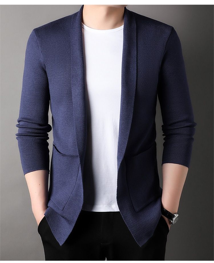 Cardigan tinta unita con colletto rovesciato, manica lunga, casual, versatile, lavorato a maglia, stile coreano alla moda, per primavera e autunno_voghion.com