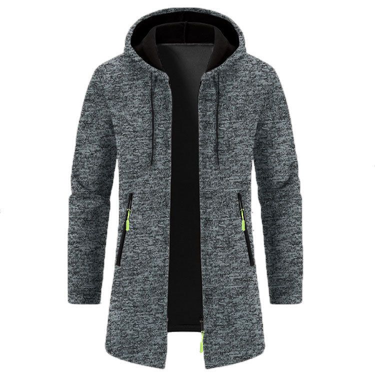 Giacca da uomo con cappuccio, taglia media e lunga, sottile, larga, in felpa, sottile, cardigan lavorato a maglia_voghion.com