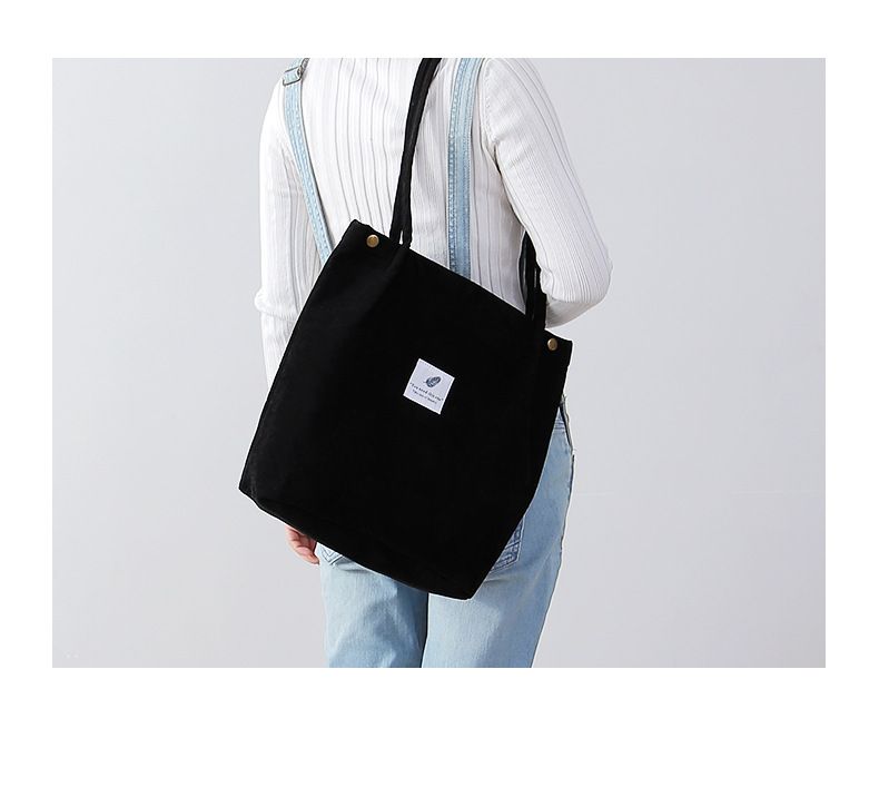 Nuova borsa a tracolla in velluto a coste per donna, borsa versatile in tessuto di cotone, borsa per la spesa ecologica tinta unita 2022, riutilizzabile da donna_voghion.com