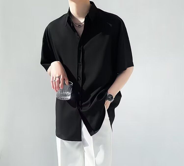 Men's Slim-Fit Polo Shirt – Breathable Silk-Blend, Korean-Inspired Streetwear, Minimalist Luxury (M-3XL, Summer Essential)_voghion.com