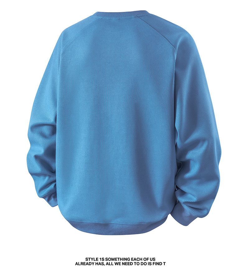 Men's Heavyweight Air Cotton Crewneck Sweatshirt - Drop Shoulder Long Sleeve T-shirt, Casual Relaxed Fit, Soft & Breathable, Multiple Colors_voghion.com