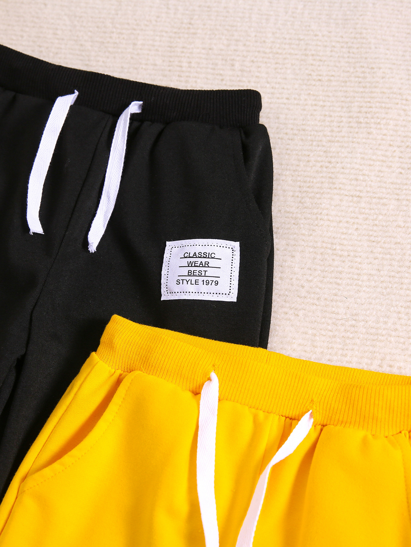 Mother&Kids Kids Kids solid color tracksuit pants boys casual pants drawstring combination sweatpants_voghion.com