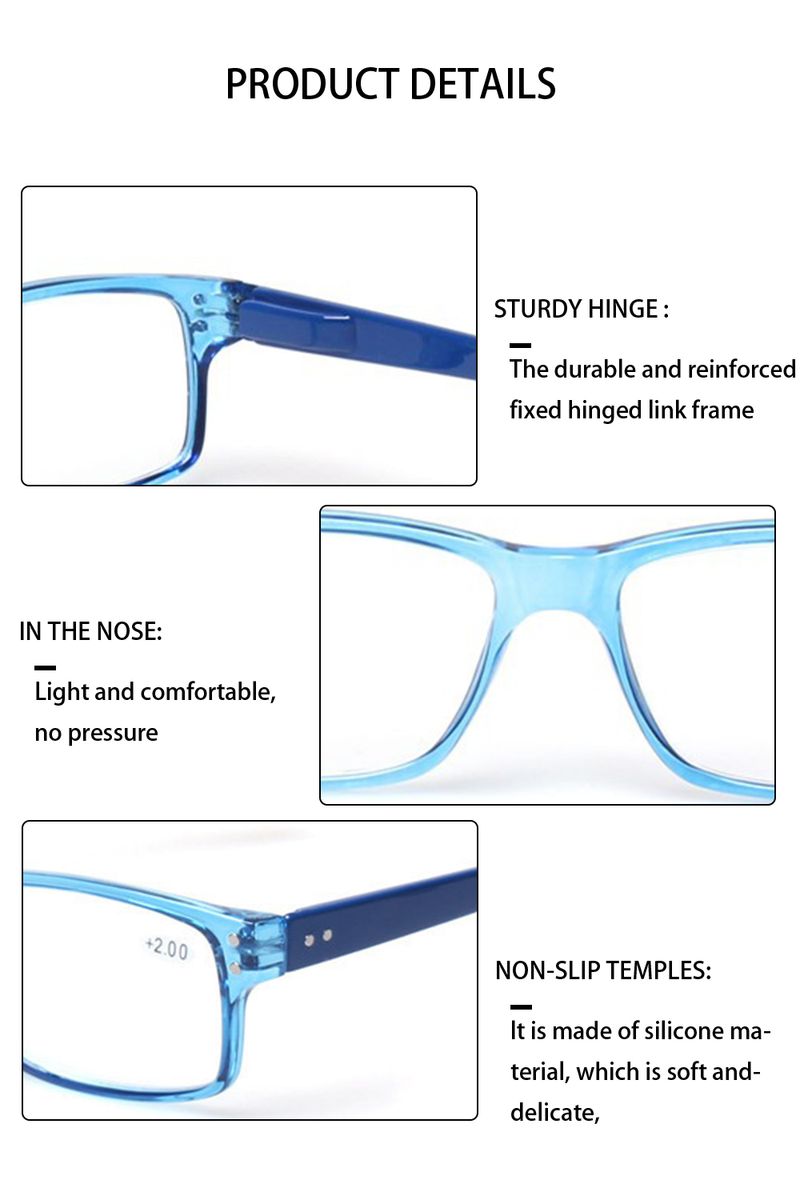 Nuovi arrivi Henotin Reading Gla Clear Optical Lenses Uomo e Donna con montatura rettangolare HD Presbiopia Diottrie Lente d'ingrandimento_voghion.com
