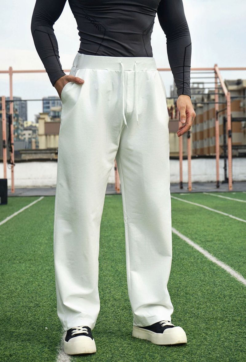 Pantalones deportivos holgados de baloncesto de algodón para hombre con cordón ajustable: pantalones largos cómodos para correr y entrenar, ideales para uso casual y deportivo._voghion.com