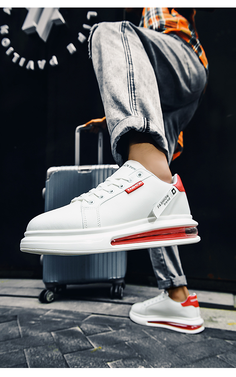 Primavera/estate Little White Versatile per studenti, suola spessa da uomo con cuscino d'aria, scarpe da ginnastica alte con punta tonda, casual_voghion.com