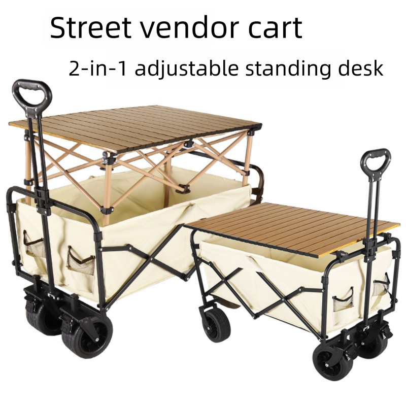 Sedia pieghevole da esterno con apertura posteriore per bambini, reclinabile da campeggio con tavolo regolabile e piccolo carrello a spinta_voghion.com