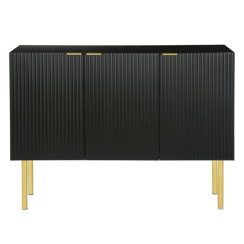 Modern Simple Sideboard with Particle Board and MDF Board; Adjustable Shelves Luxury Style Cabinet with Gold Metal Legs and Handles for Hallway _voghion.com
