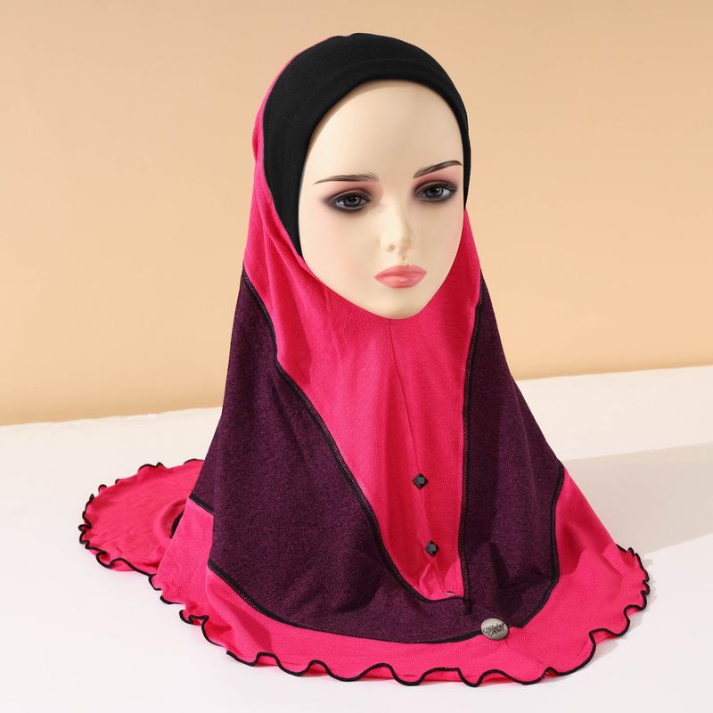 Women's Hijab summer new headscarf denim contrast color stitching style pullover headscarf ladies headscarf_voghion.com