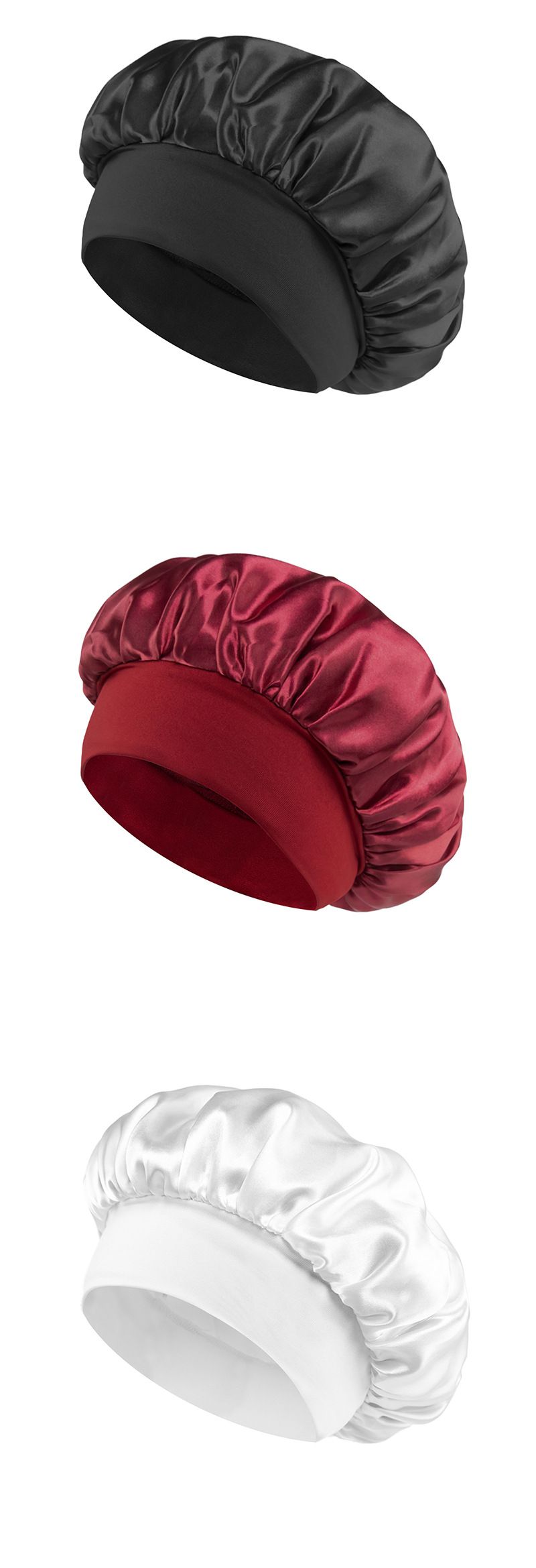 effen kleur brede rand elastische volwassen slaapmuts mannen en vrouwen mode haarverzorging schoonheid douchemuts satijn chemotherapie muts_voghion.com