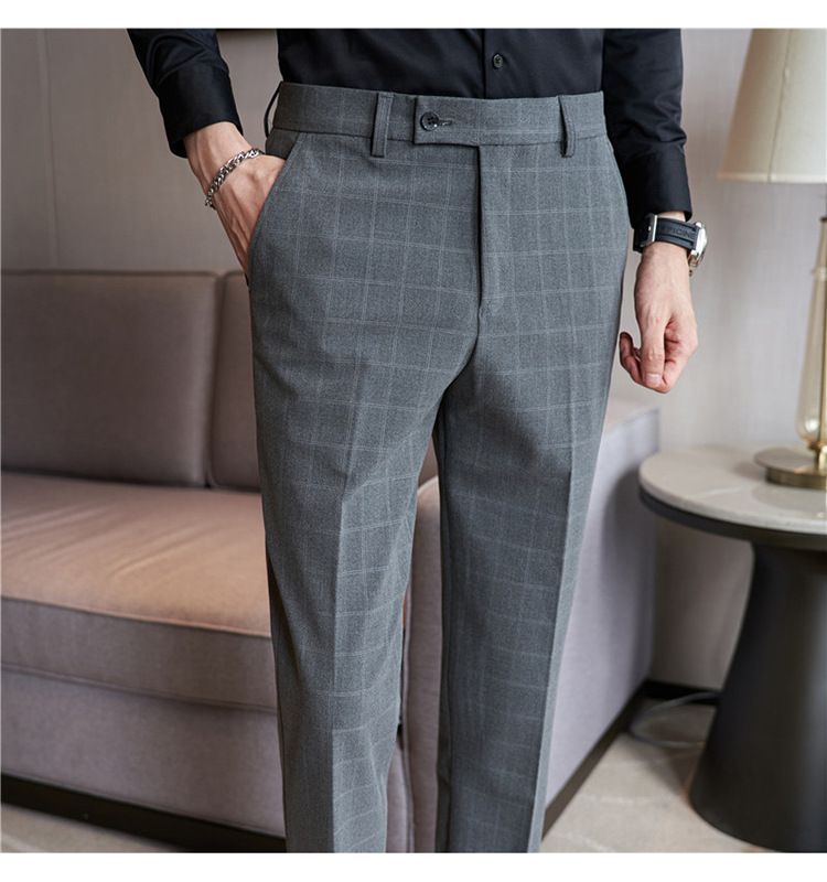 Neue männer casual Koreanische version der mode plaid micro-elastische trendy kleine-footed jugend hosen_voghion.com