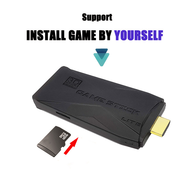GOGOCAT Mini Retro Game Stick 4K HD 2.4G Sem Fio 10000 Jogos 64GB Gamepads Clássicos para Jogos TV Controlador Familiar para PS1/GBA/MD_voghion.com
