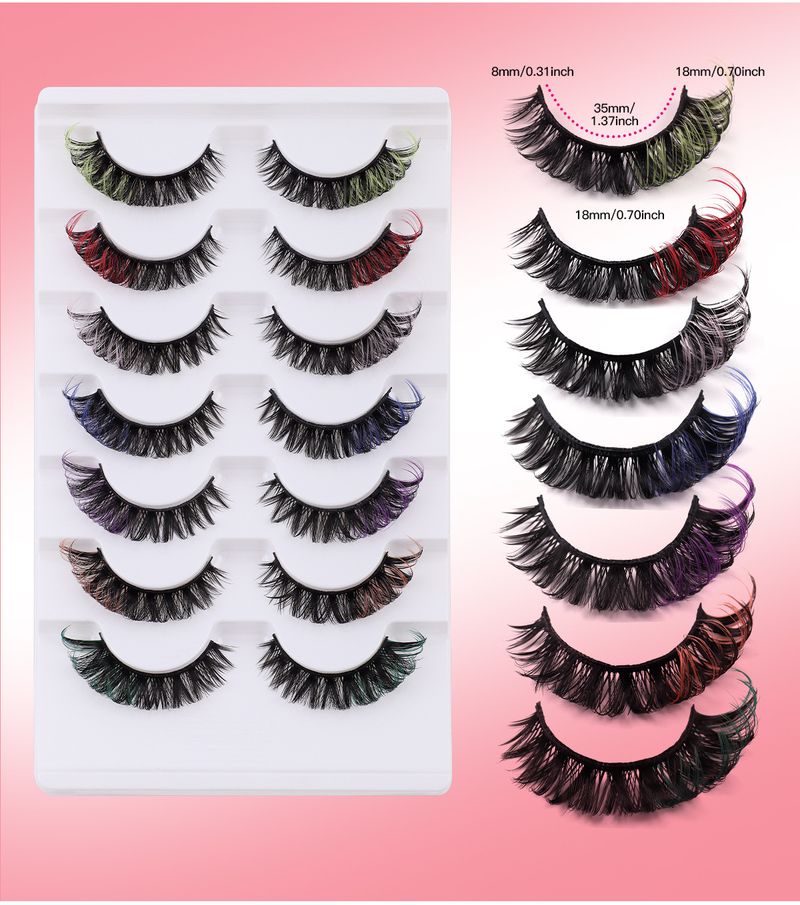 7-Pair Russian Volume False Eyelashes, Colored Outer Corner Extensions, Euro-American Thick & Natural Lashes_voghion.com