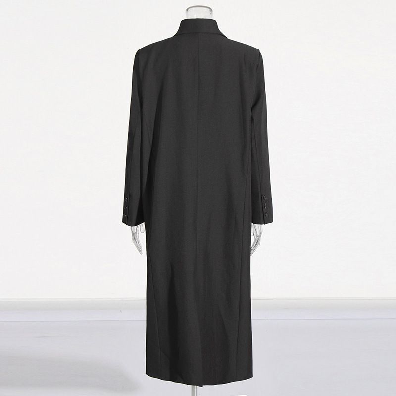 Women’s Elegant Long Trench Coat – French-Inspired Double-Breasted Coat With Notched Lapel (Angora Red/Black, S-XL, Wrinkle-Resistant)_voghion.com
