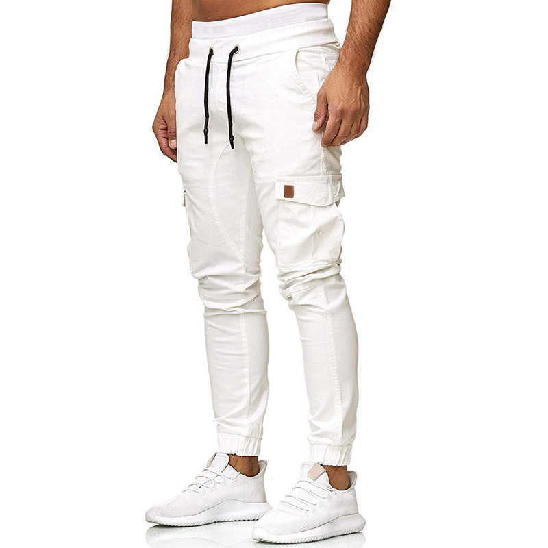 2023 Autumn New Elastic Waist Pockets Drawstring Pencil Pants Man Fashion Jogging Cargo Pants Running Trousers Brand Clothing_voghion.com