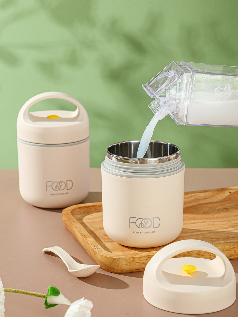 1PCS New 304 Stainless Steel Mini Breakfast Cup Sealed Handle Insulation Portable Outdoor Milk Hand Cup Soup Can White_voghion.com