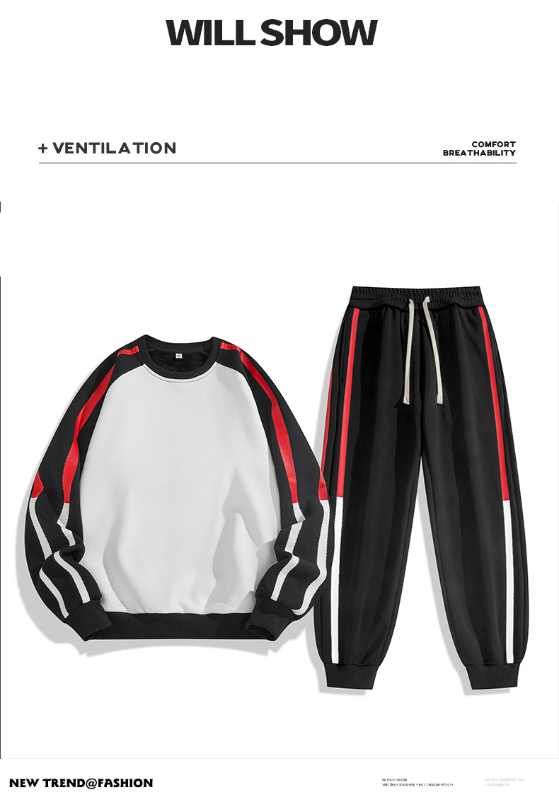 Conjunto de sudadera con capucha para hombre, estilo estudiante, para primavera y otoño, informal, holgado, con un elegante conjunto de dos piezas de pantalones tobilleros._voghion.com