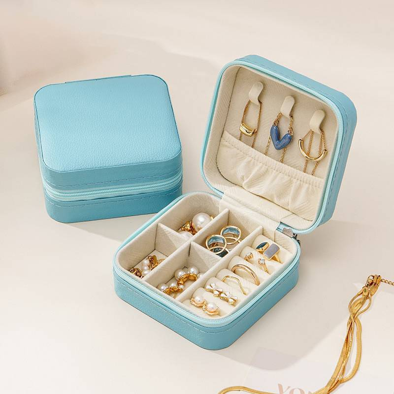Schmuckschatulle für die Familie, tragbar, kleine Aufbewahrungsbox für Halsketten, Ringe und Ohrringe, für unterwegs, niedlicher Schmuck_voghion.com