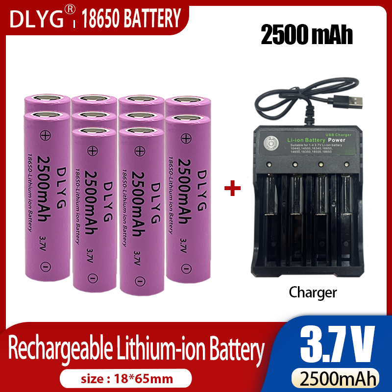 18650 Punjiva baterija 3.7V 18650 2500mAh Kapacitet Li-ion Punjiva baterija za svjetiljku Baterija + punjač_voghion.com