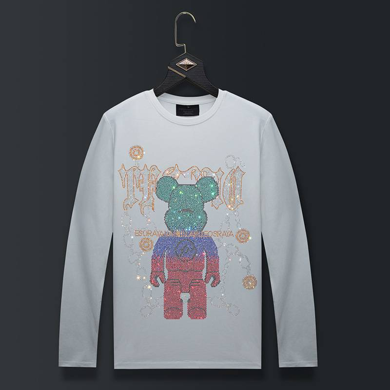 Herrenbekleidung Schweres, modales, langärmeliges T-Shirt aus Baumwolle Herrenmode Bär Große Größe Herbstunterwäsche Basishemd_voghion.com