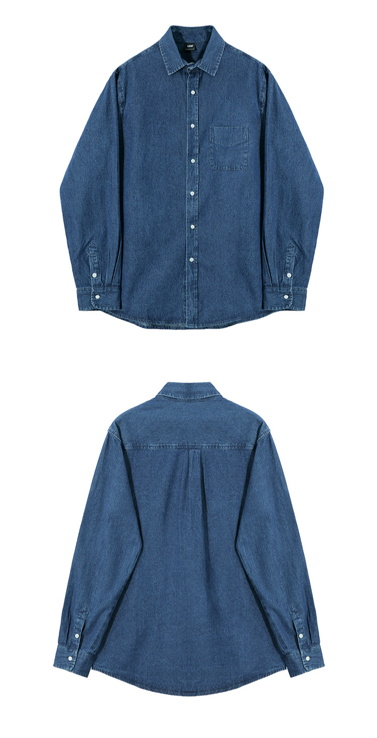 Camicia da lavoro a maniche lunghe in denim lavato e usurato, da uomo_voghion.com