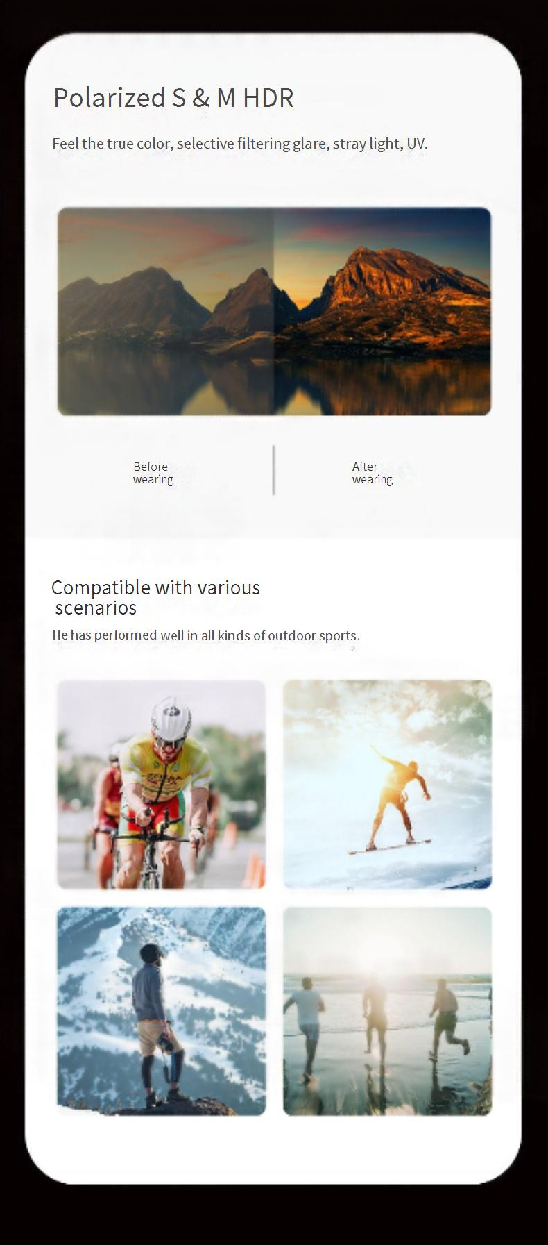Occhiali da ciclismo Occhiali da sole sportivi Occhiali da ciclismo Occhiali da corsa polarizzati Fotocromatici Mountain Bike Pesca Piccoli_voghion.com