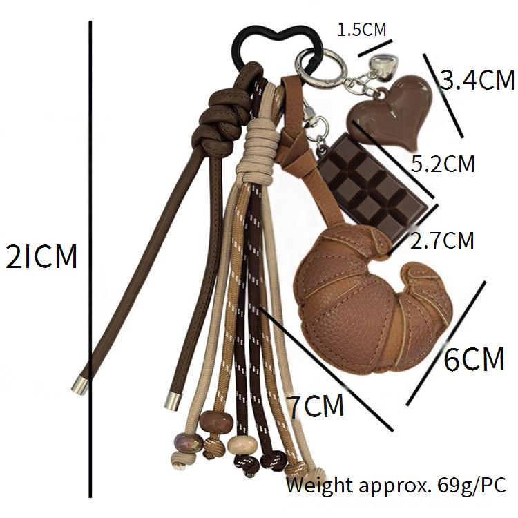Leather Croissant Keychain Creative And Extremely Complex Bag Accessories Key Pendant_voghion.com