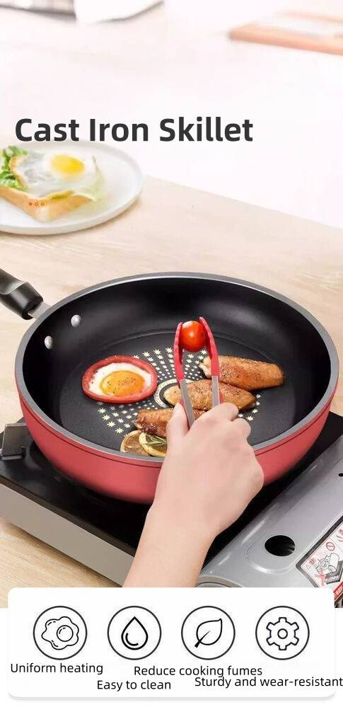 24cm Cast Iron Non Stick Frying Pan, Easy Clean Reduced Smoke Skillet, No Burn Food Release, Heavy Gauge Base Fast Even Heat, Gas And Induction Hob_voghion.com