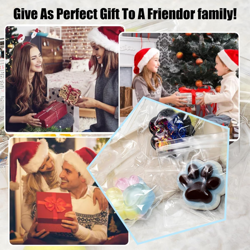 2 Stück Squishy Cat Paw Squeeze Toys, Soft Jelly Kitty Squeeze Fidget Toys, Sensory Fidget Dekompressionsspielzeug für Kinder und Erwachsene, 3-farbige Regenbogen-Katzenpfote_voghion.com