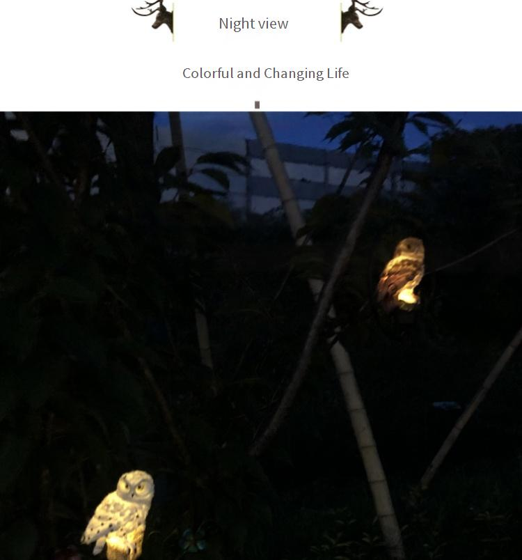 Carillón de viento solar con forma de búho - Decoración de jardín exterior con LED, arte metálico resistente a la intemperie para patio, jardín y regalo (blanco/marrón)_voghion.com