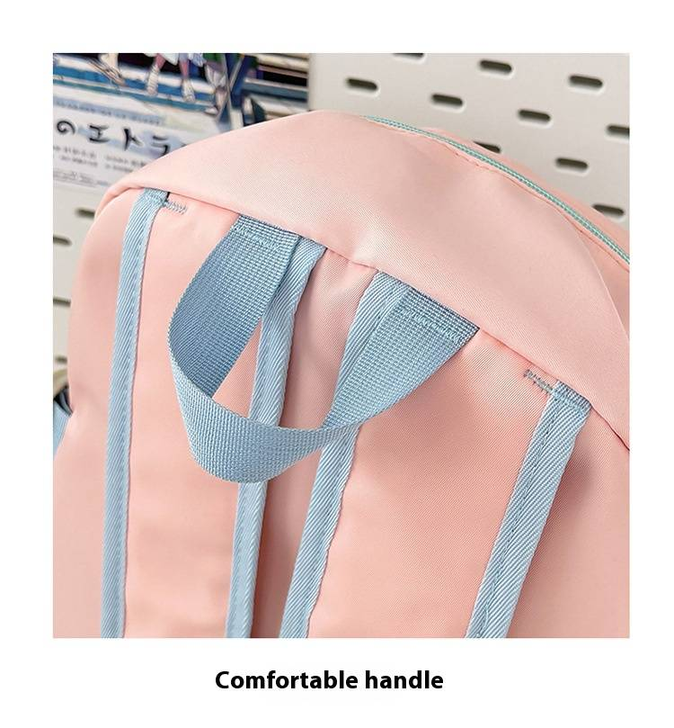 GUIYU Stilvoller Nylon-Rucksack für Schule und Uni – leicht, geräumig und trendig mit mehreren Taschen (Pink, Lila, Khaki, Blau, Grün, Schwarz)_voghion.com