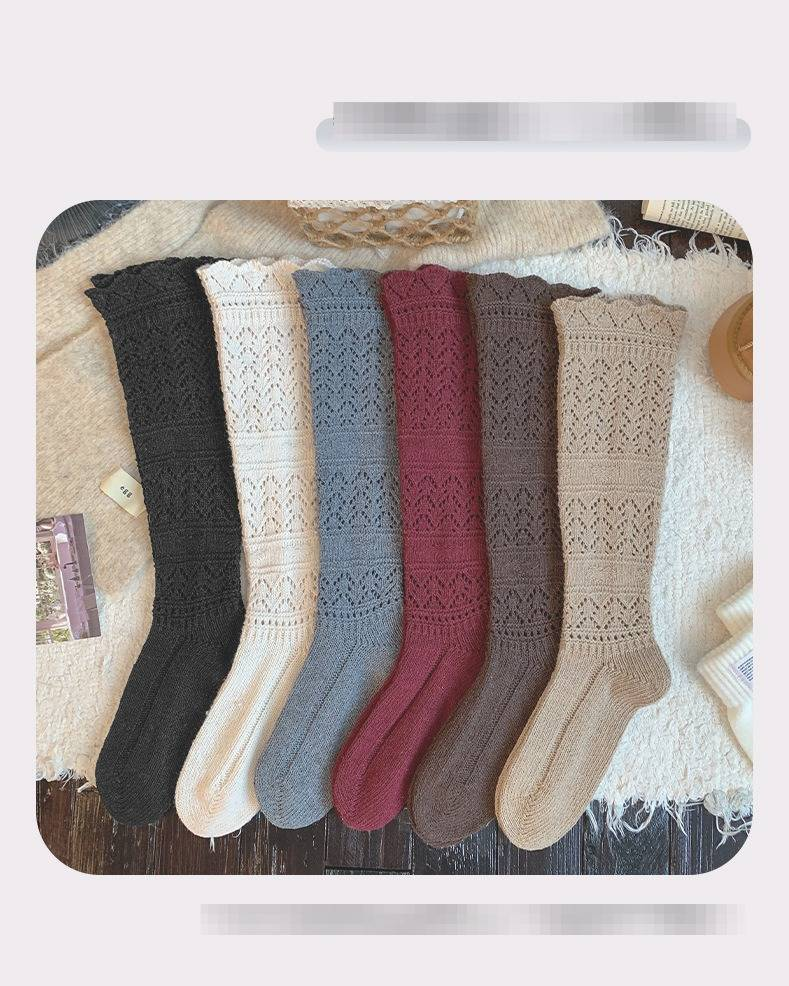 Damen Herbst und Winter Einfarbige Dicke Nadel Strapazierfähige All Match Wollflorsocken Für Damen All Match Ins Style Wadensocken Für Damen_voghion.com