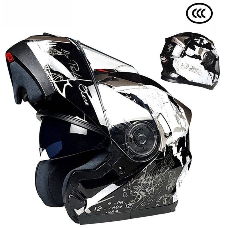 Motorcycle Helmet ABS Full Face Flip Up Helmet With 3C Certification For Men & Women, All-Season Riding, XL/XXL_voghion.com