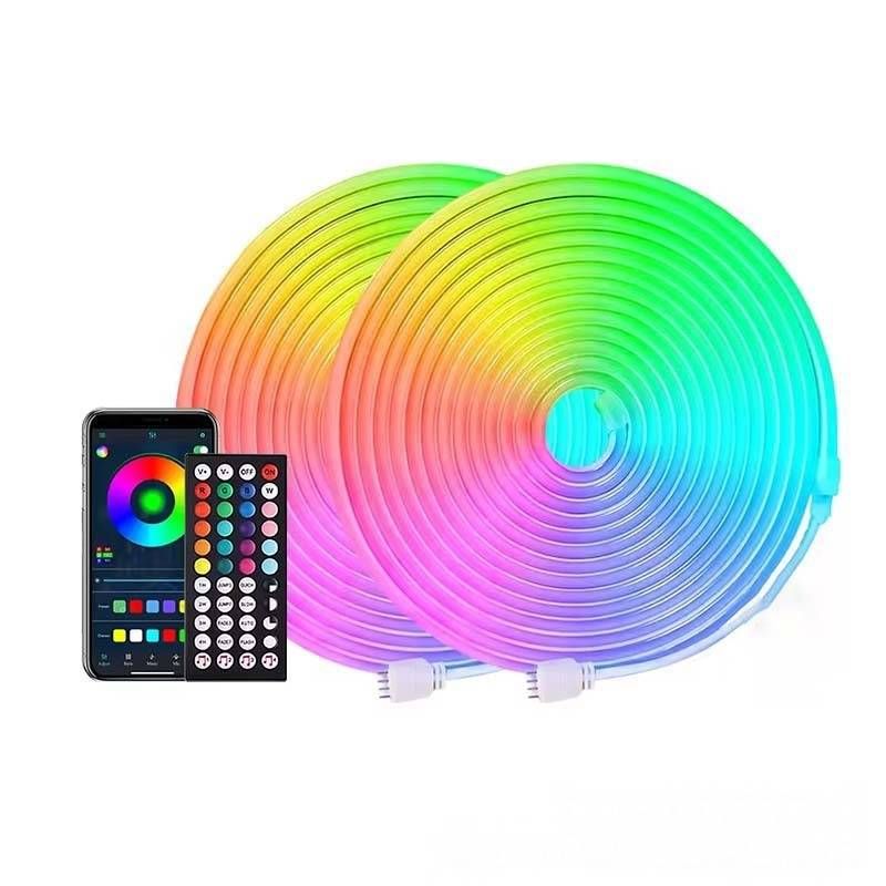 Tira de luces LED de neón RGB de 5 V con aplicación para smartphone y control remoto de 44 teclas, iluminación decorativa impermeable para interiores, ideal para fondo de TV y sala de estar._voghion.com