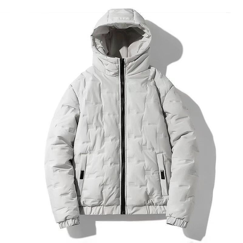 Herren-Winterjacke mit Kapuze – leichter, warmer Mantel mit stylischem Rippensaum, Reißverschluss und Seitentaschen (Schwarz, Bohnengrau, Khaki)_voghion.com